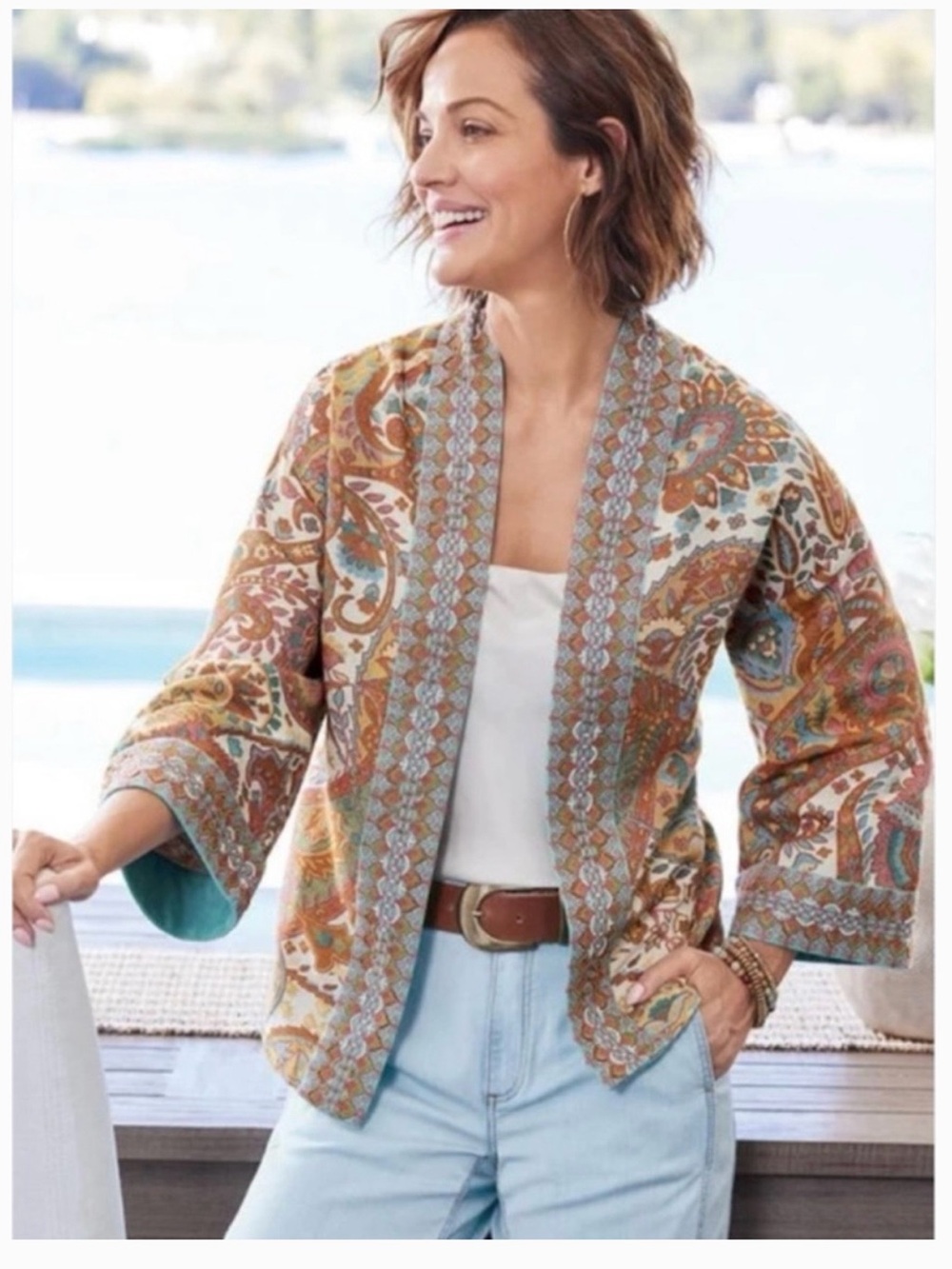 Soft Surroundings - Paisley Tapestry Open Kimono Verrado Jacket, Great Condition